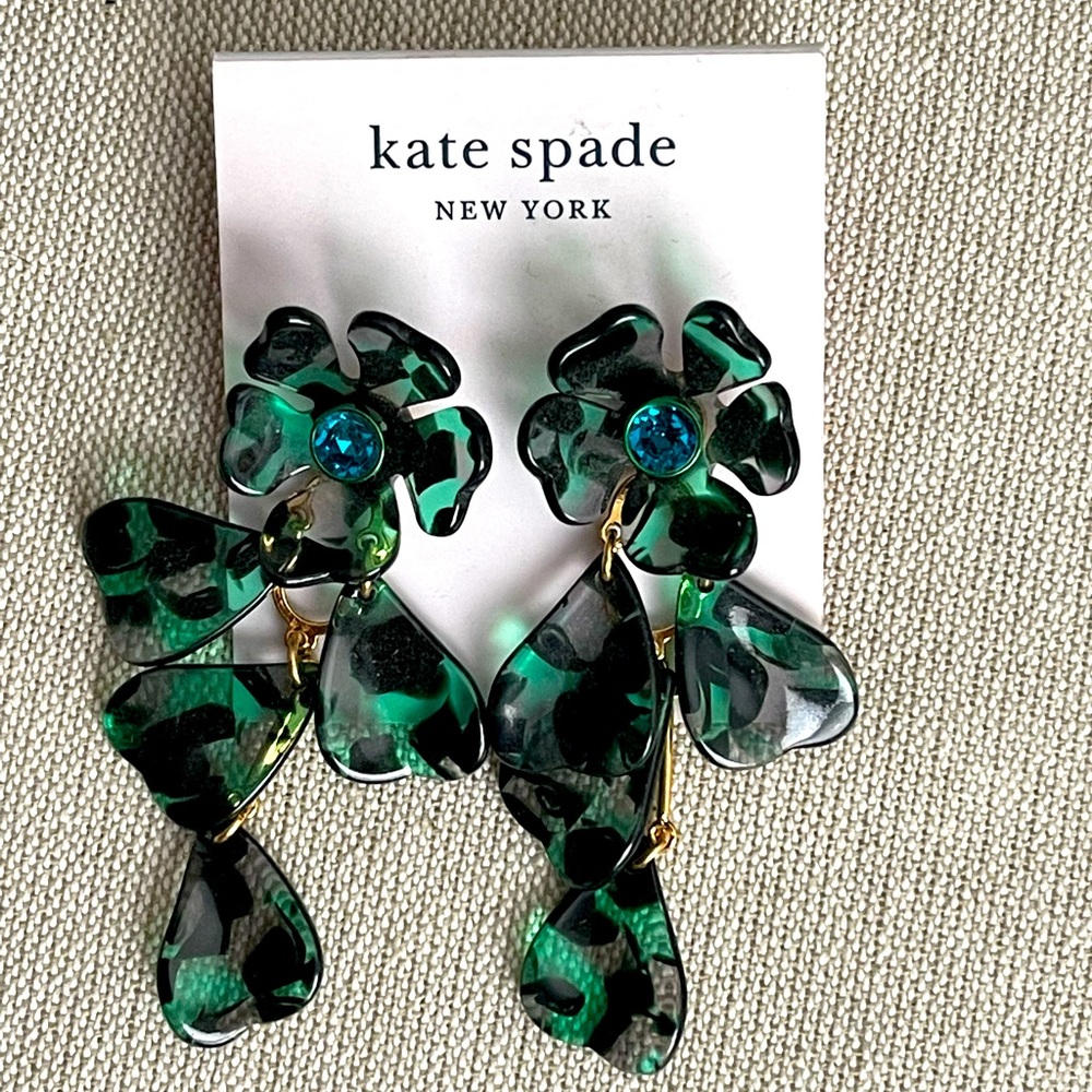 Kate Spade Green Tortoise Earrings.